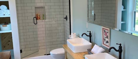 Hair dryer, towels