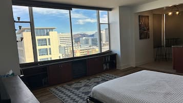 1 slaapkamer, een bureau, een strijkplank/strijkijzer, wifi