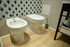Shower, jetted bath, hair dryer, bidet