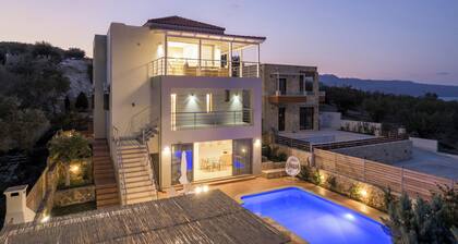 Olive Chrysi Luxury Villa with 4 bedrooms, private pool, and indoor plunge pool