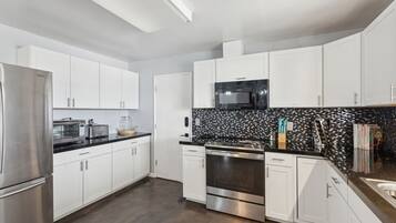 Fridge, microwave, oven, dishwasher