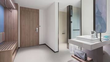 Shower, free toiletries, hair dryer, slippers