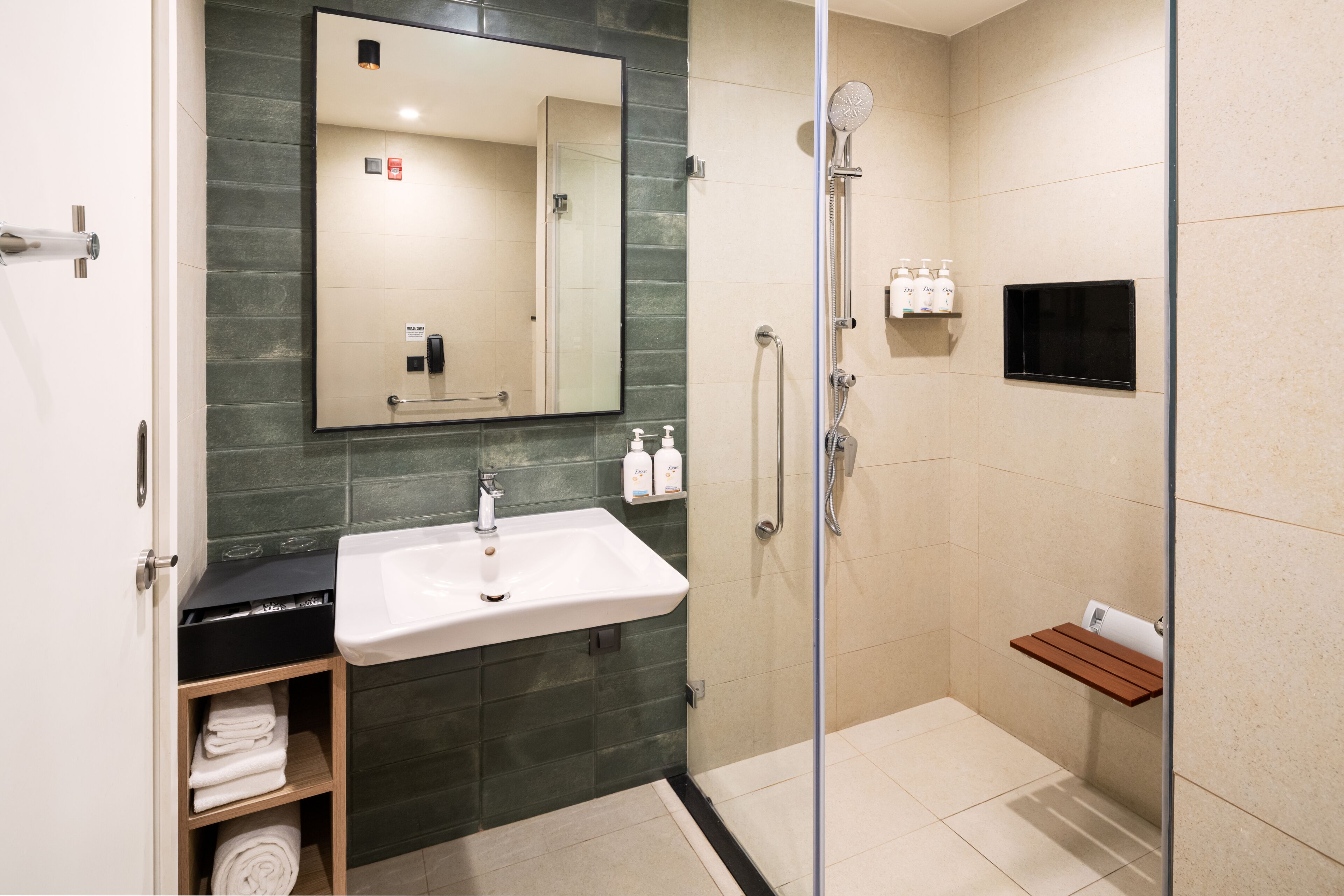 Standard Room, 1 King Bed, Accessible | Bathroom | Shower, rainfall showerhead, free toiletries, hair dryer