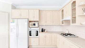 Microwave, dishwasher, coffee/tea maker, highchair