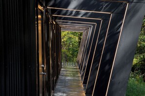 Property grounds - Flora Springs, Modern 2-bedroom cottage nestled in away with cliff and creek side views (Loudonville)