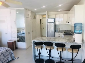 Studio, Balcony, Ocean View | Private kitchen | Coffee/tea maker