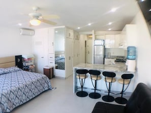 Studio, Balcony, Ocean View | Living area | 27-inch Smart TV with digital channels