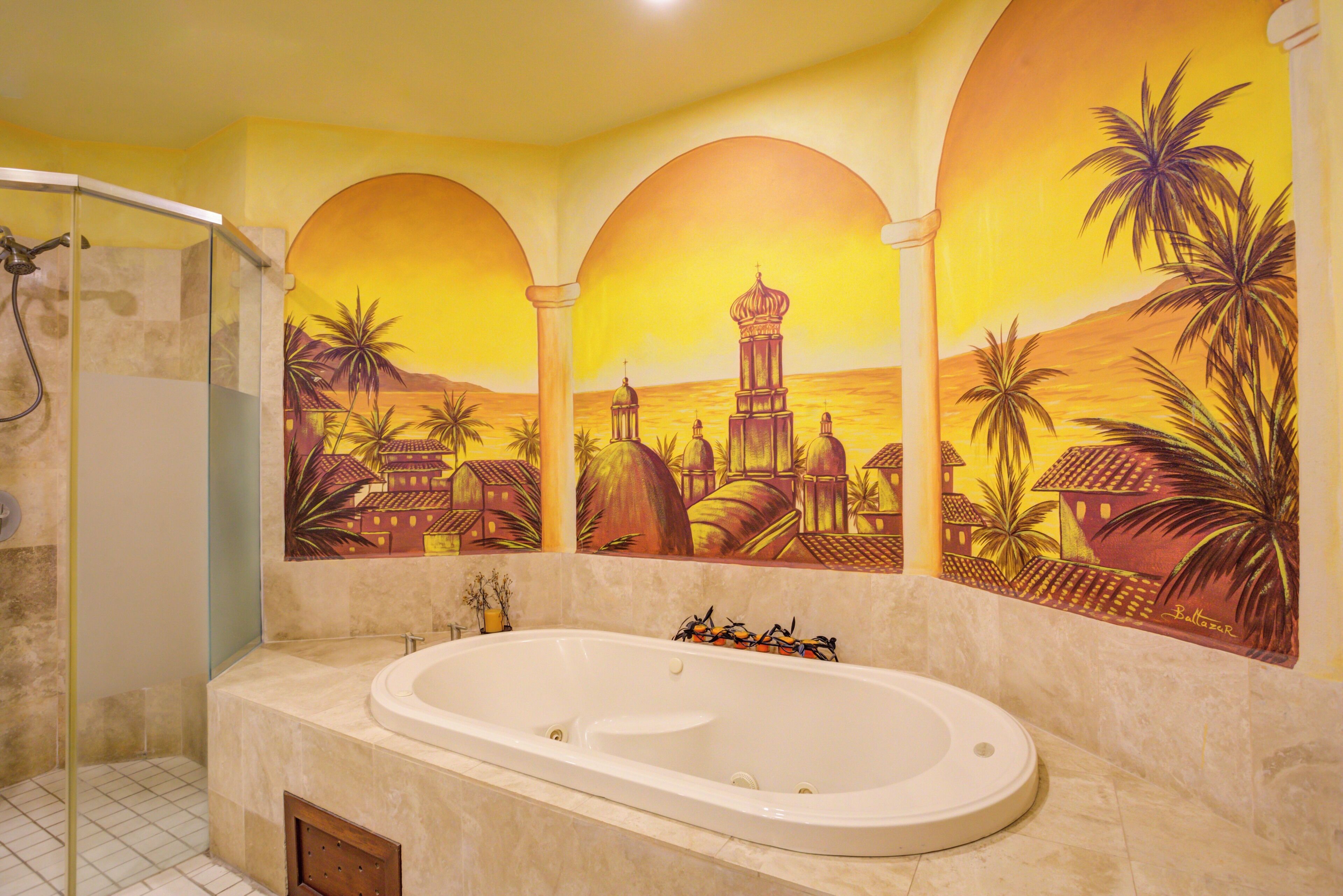 Apartment, Balcony, Golf View | Bathroom | Separate bathtub and shower, hair dryer, towels, soap