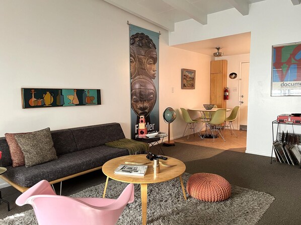 Comfort Apartment, 1 Bedroom, Patio, Mountain View #5 | Living area | 42-inch flat-screen TV with digital channels, Netflix - The Getaway Boutique Vacation Rentals (Desert Hot Springs)