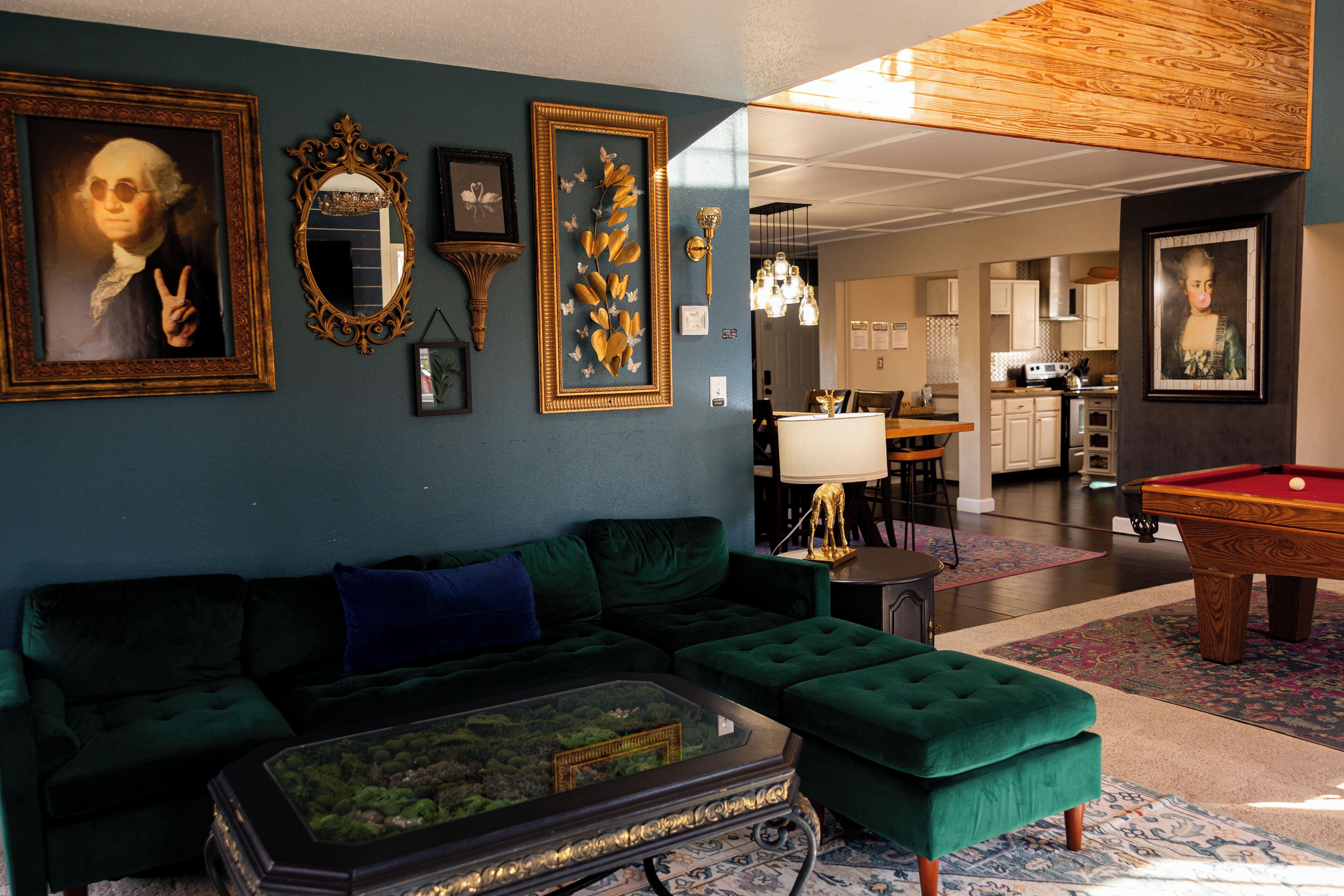 Smart TV, fireplace, video games, foosball