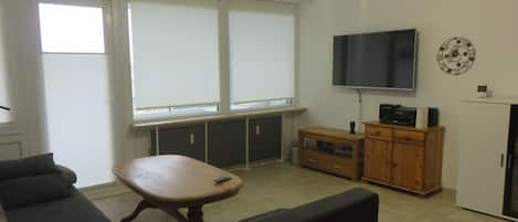 TV, DVD player, stereo