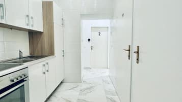 Fridge, oven, stovetop, electric kettle