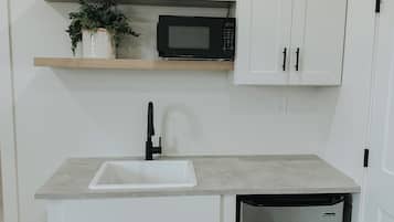Fridge, microwave, coffee/tea maker