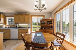 Fridge, microwave, oven, stovetop - Beach Hill Cottage—Waterview PEI Retreat with Wraparound Deck & Family-Friendly (Prince Edward Island)