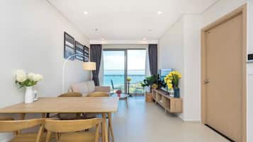 Apartment, 3 Bedrooms, Ocean View | Living area | 70-cm flat-screen TV with digital channels, table football, ping pong