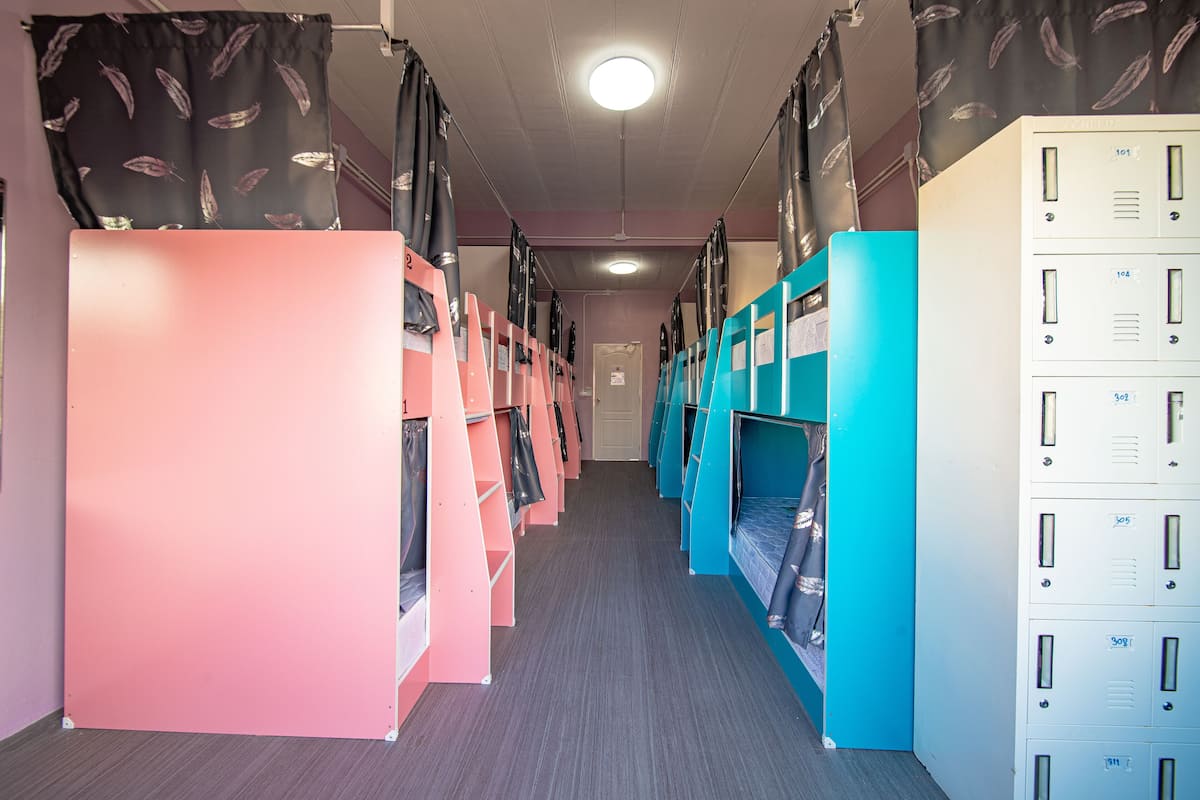 Female Dorm | Espacio para trabajar con laptop, wifi gratis y ropa de cama