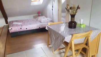 1 slaapkamer, een strijkplank/strijkijzer, wifi, beddengoed