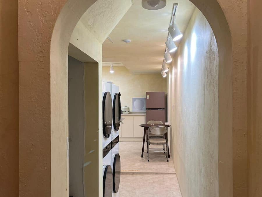 Mini-fridge, microwave, stovetop, coffee/tea maker