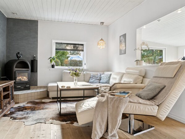 Televisión y chimenea