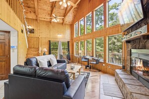 TV, fireplace