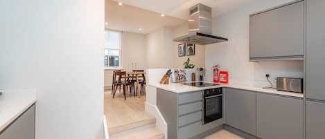 Apartment | Private kitchen | Fridge, microwave, oven, stovetop