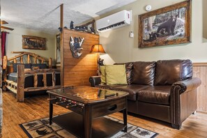 Smart TV, fireplace, video games, table football