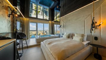 Design-Apartment, Whirlpool | Allergikerbettwaren, individuell dekoriert, individuell eingerichtet