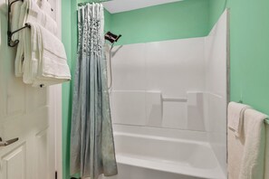 Bidet, towels, soap, toilet paper
