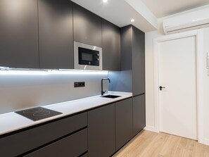 Fridge, microwave, dishwasher, coffee/tea maker