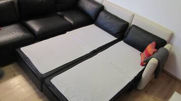 Een smart-tv, een dvd-speler, boeken en een stereo