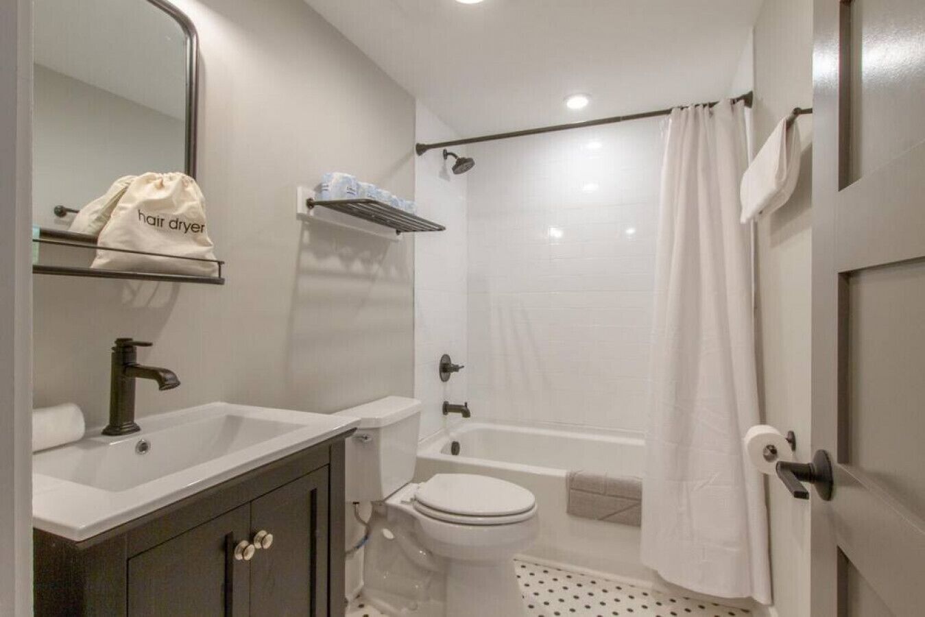 Hair dryer, towels