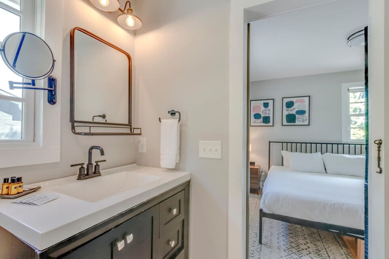 Hair dryer, towels
