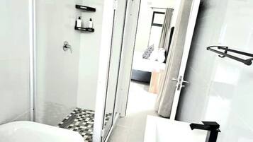 Eco-friendly toiletries, hair dryer, towels, soap
