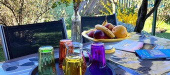 Furnished gîte, 2 to 4 pers Ground floor, garden with trees not overlooked and secure swimming pool
