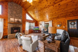 Smart TV, fireplace, video games, foosball