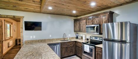Fridge, microwave, oven, dishwasher