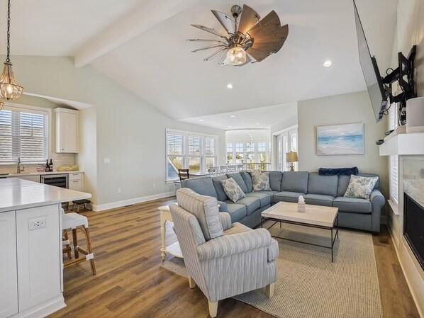 TV, fireplace, DVD player - Beachside Luxury | Spacious 7BR | Chic Design (Bethany Beach)