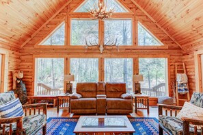 Smart TV, fireplace, foosball, books