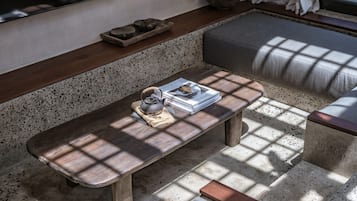 Villa, 2 Bedrooms, Patio, Pool View | Living room | 43-inch TV with cable channels