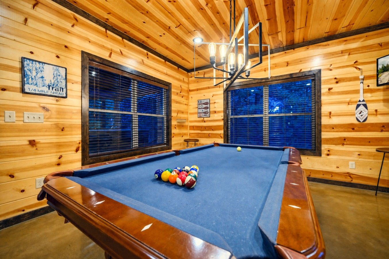 Every angle of this billiards room oozes rustic charm and keeps the fun going all night long.