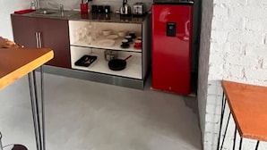 Fridge, microwave, toaster