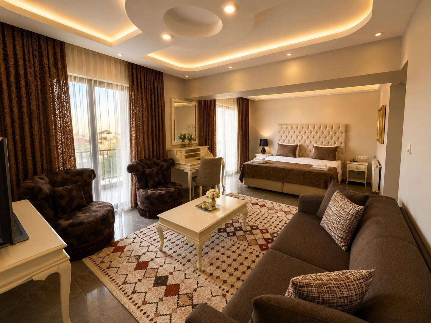 Family Quadruple Room, Balcony, Sea View | Memory-foam beds, in-room safe, desk, laptop workspace