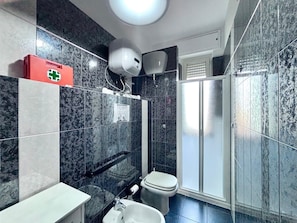 Dusche, Haartrockner, HandtĂŒcher