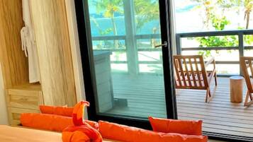 Villa Deluxe, cuisine, vue océan | Literie de qualité supérieure, coffres-forts dans les chambres