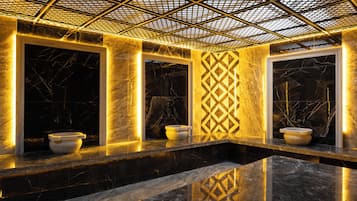 Sauna, steam room, Turkish bath, aromatherapy, deep-tissue massages
