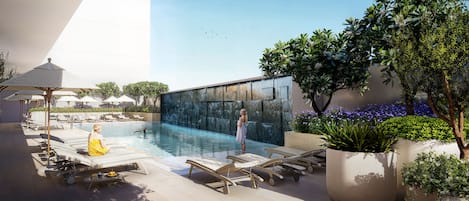 Außenpool, geöffnet von 07:00 Uhr bis 21:00 Uhr, Sonnenschirme