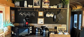 Charming Boutique Train Carriage with large outside seating area and bath