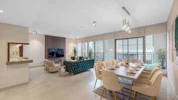 Luxury Apartment | Living area | 55-inch LED TV with cable channels