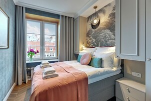 Premium bedding, iron/ironing board, cots/infant beds, free WiFi
