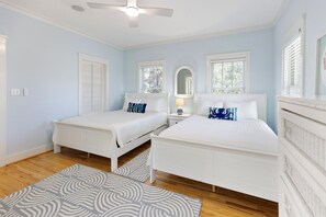 4 bedrooms, desk, iron/ironing board, travel cot